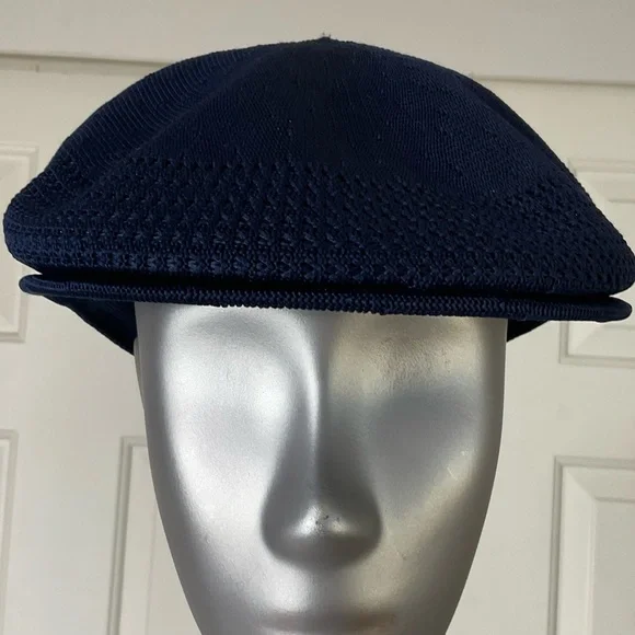 Vintage Kangol Tropic 504 Ventair Flat Cap made in England size Medium Navy Blue - Picture 2 of 8